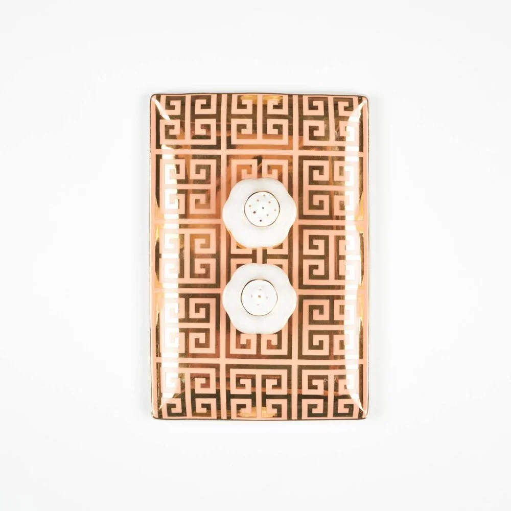 🚨CLEARANCE!! Rosanna Jet Setter Ceramic Decorative Tray - Pink with Gold Design - Picture 2 of 4
